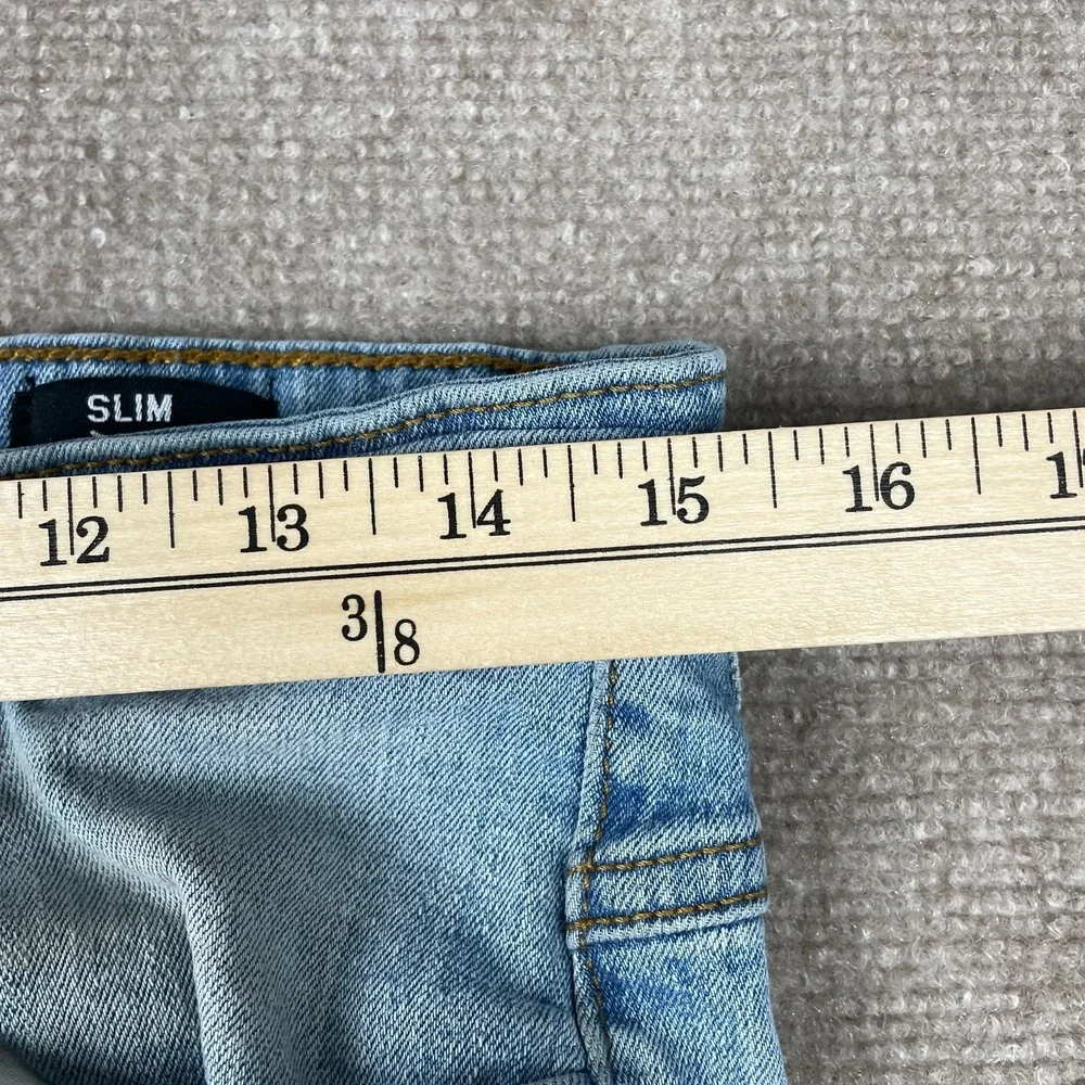 Ring Of Fire Slim Jeans Mens 31x30 Blue Denim Cotton Stretch Distressed Low Rise